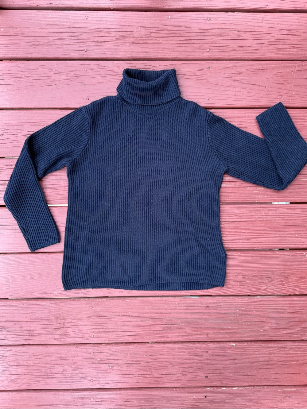 Classic Navy Ribbed Turtleneck Sweater